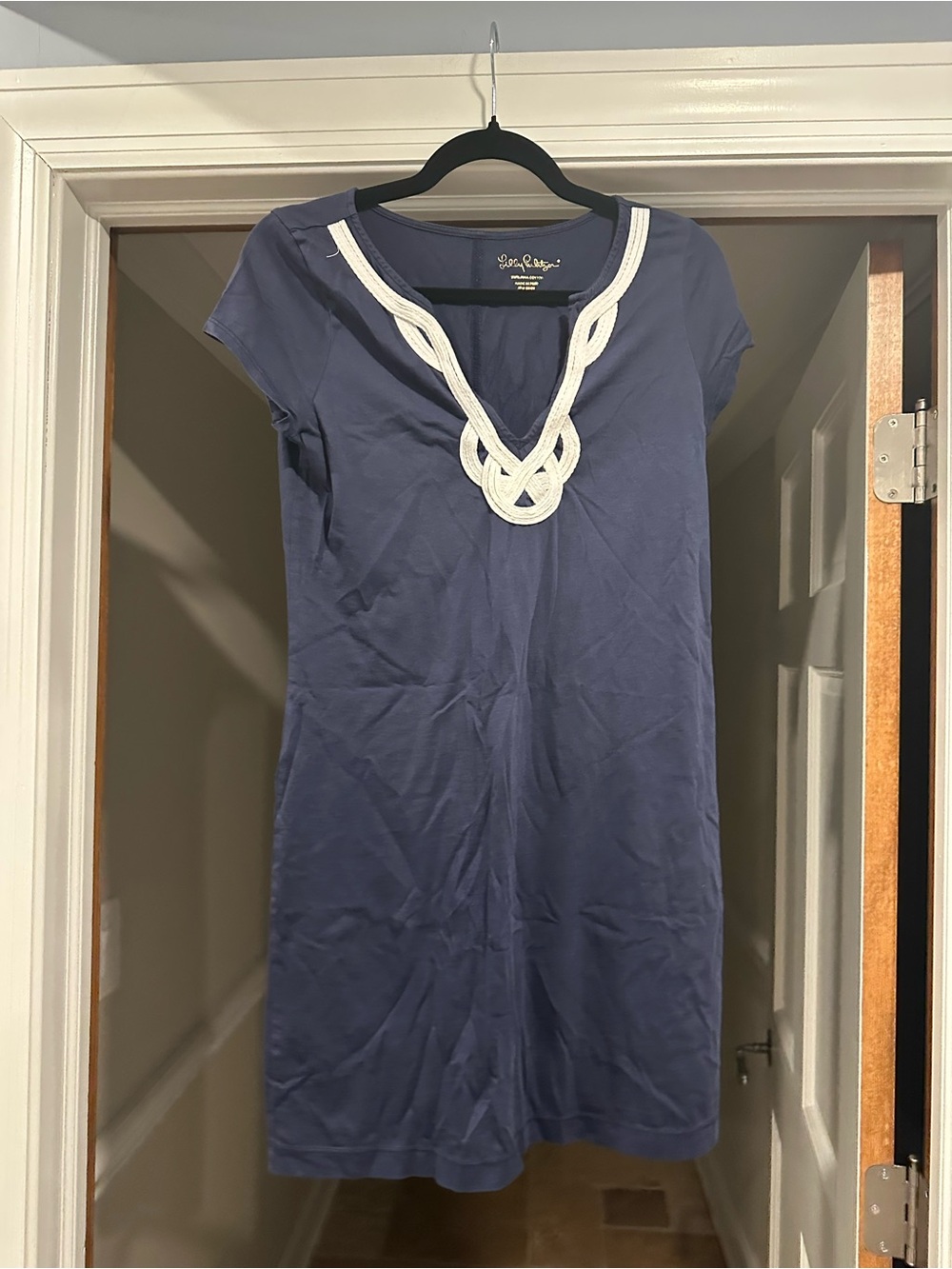Lilly Pulitzer Navy Shift Dress with White Rope Detail